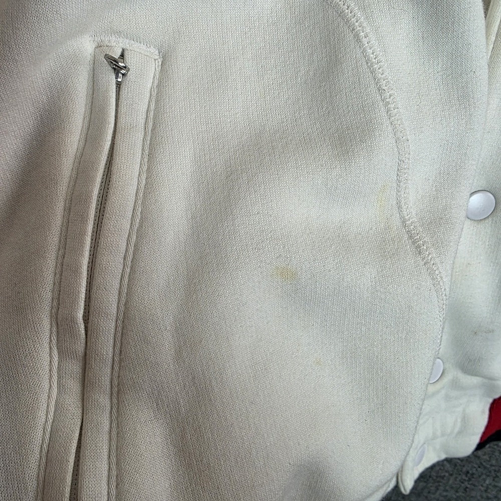 Jordan Mens L White Red Hooded Varsity Snap Jacket Hoodie Jumpman Chicago Bulls - Picture 9 of 10